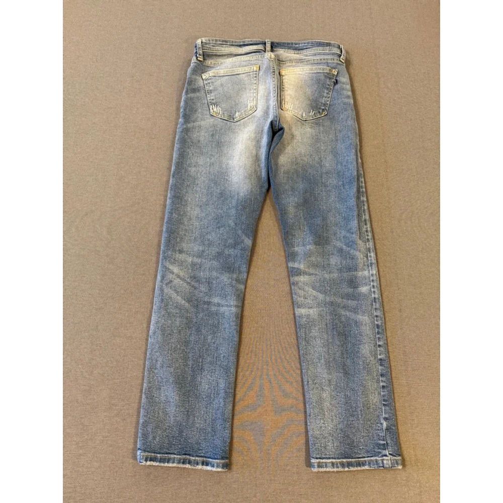 Anthropologie Pilcro denim jeans distressed light blue straight leg size 27